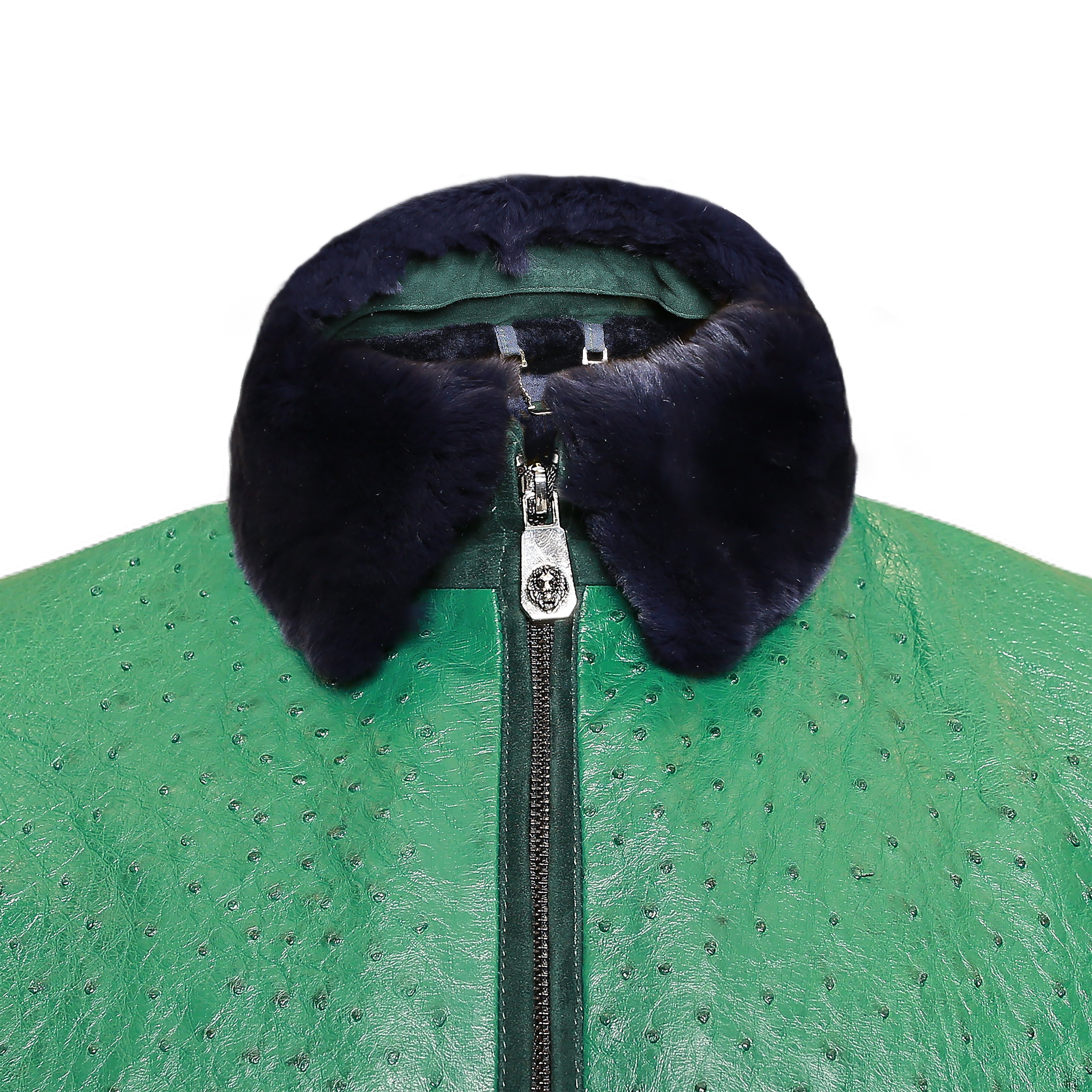 Ostrich Leather & Suede Jacket with Rex Fur – Reggenza