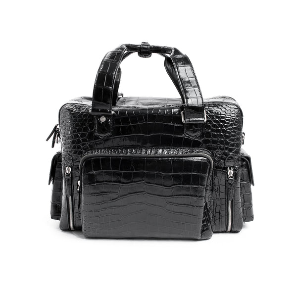 ersatile Natural Crocodile Leather Bag with Multiple Pockets