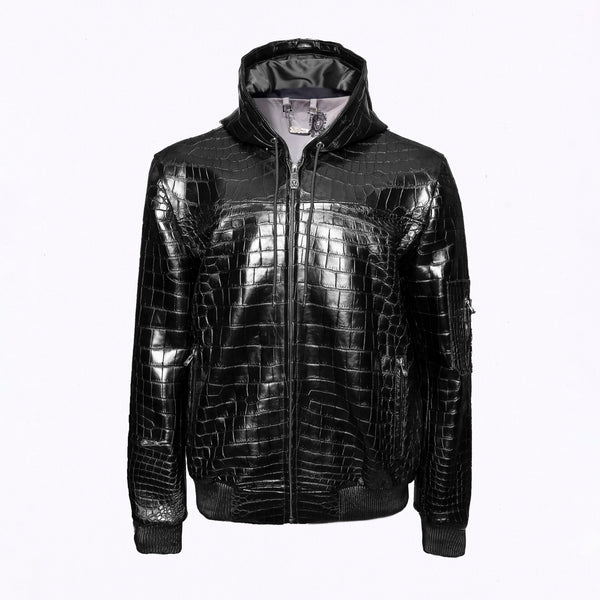 Glazed Crocodile Leather Jacket