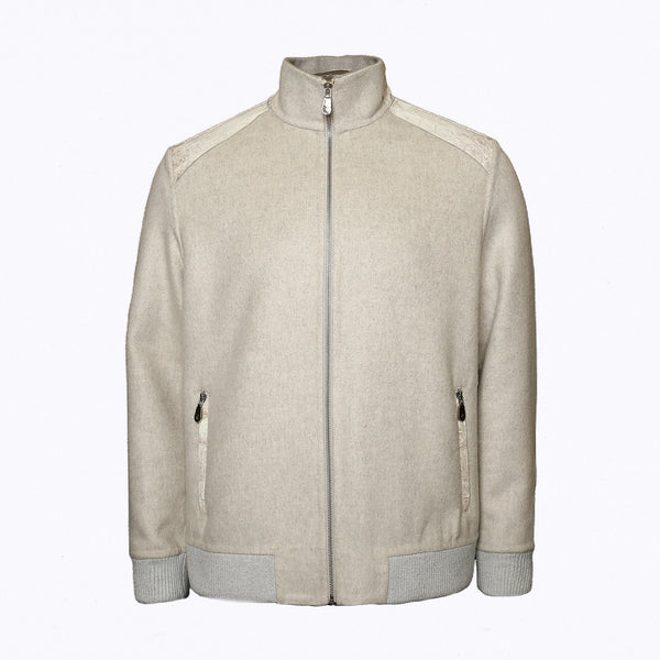 Alpaca–Cashmere Jacket with Himalayan Crocodile Leather Details