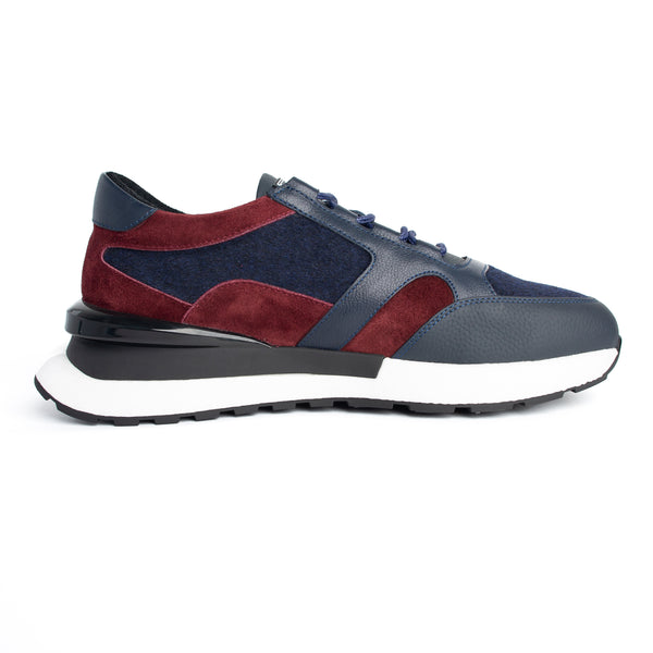 Classic Burgundy and Blue Leather Sneakers – Reggenza