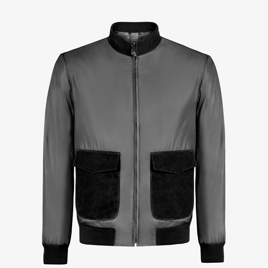 Men's 100% Authentic Suede & Fabric Zip Up Jacket by Reggenza
