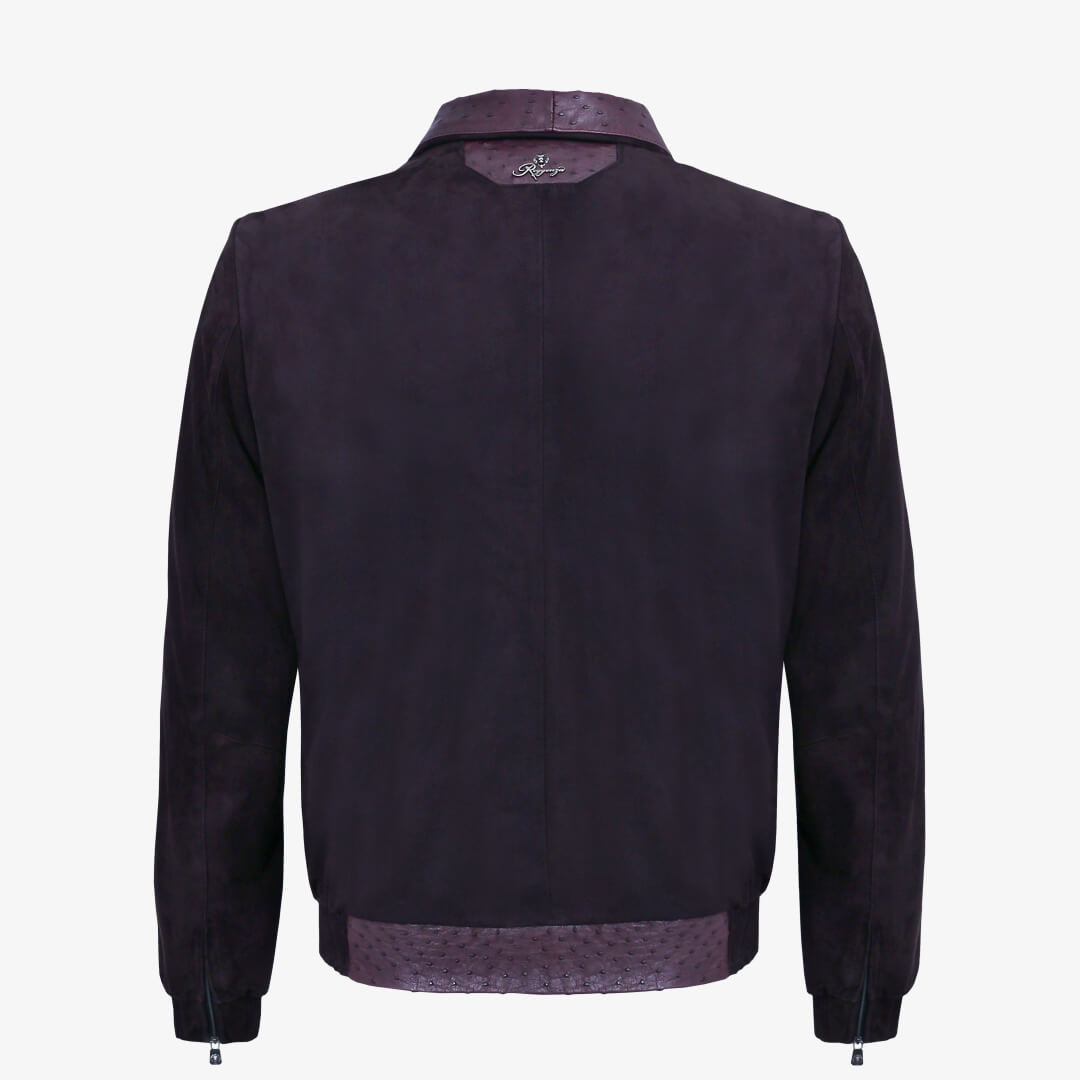 Men's 100% Authentic Suede & Ostrich Leather Harrington Jacket by Reggenza