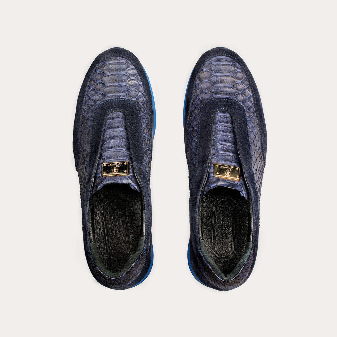 Reggenza Men's Python Leather Derby Shoes Black / 8