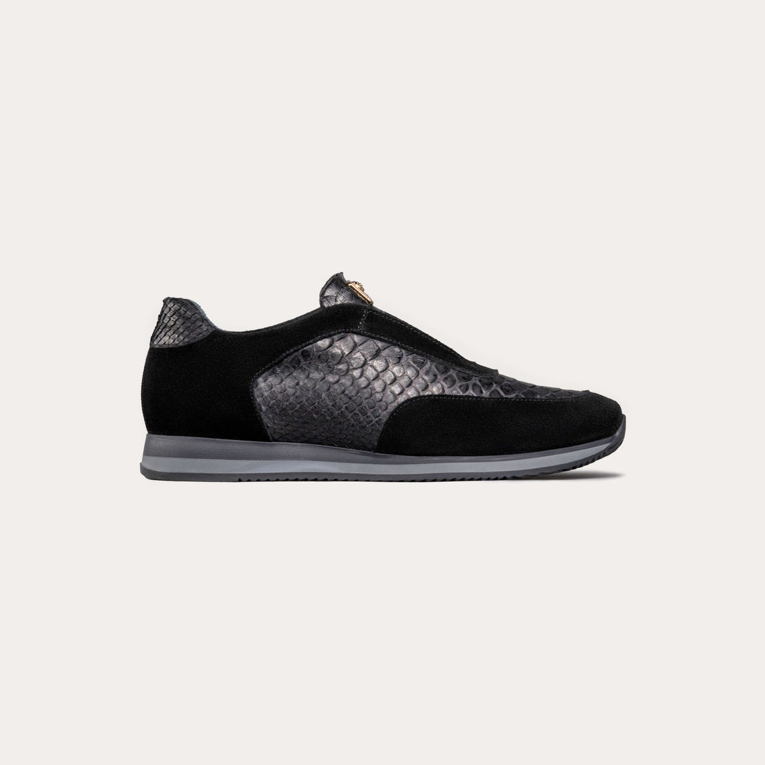 Men's 100% Authentic Suede & Python Leather Laceless Plimsoll Sneakers by Reggenza