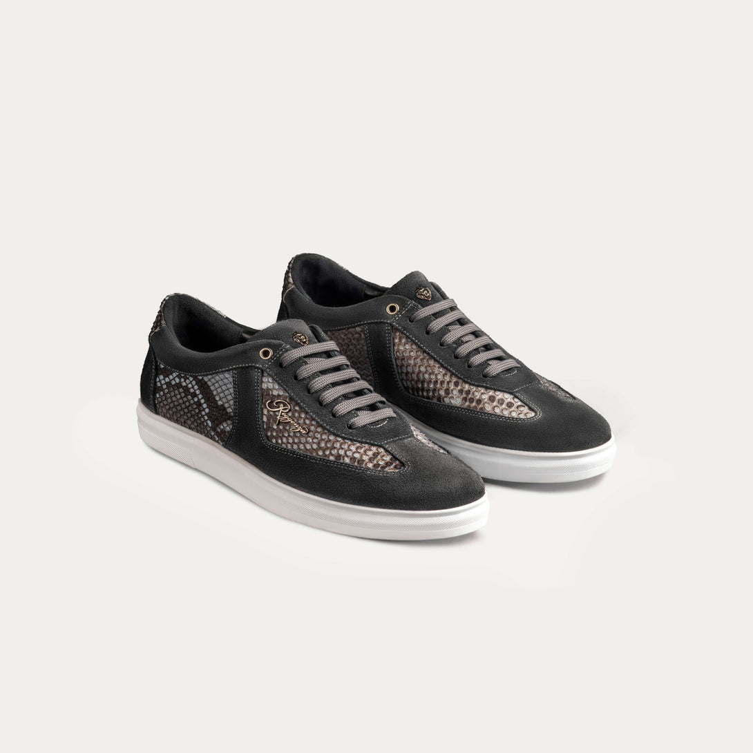 Men's 100% Authentic Suede & Python Leather Plimsoll Sneakers by Reggenza