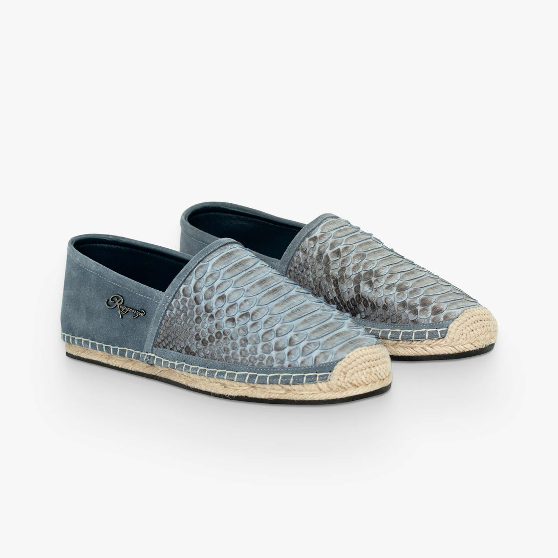 Men's 100% Authentic Suede & Python Leather Espadrille Shoes by Reggenza