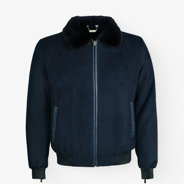 Men's 100% Authentic Cashmere & Ostrich Leather Flight Jacket by Reggenza
