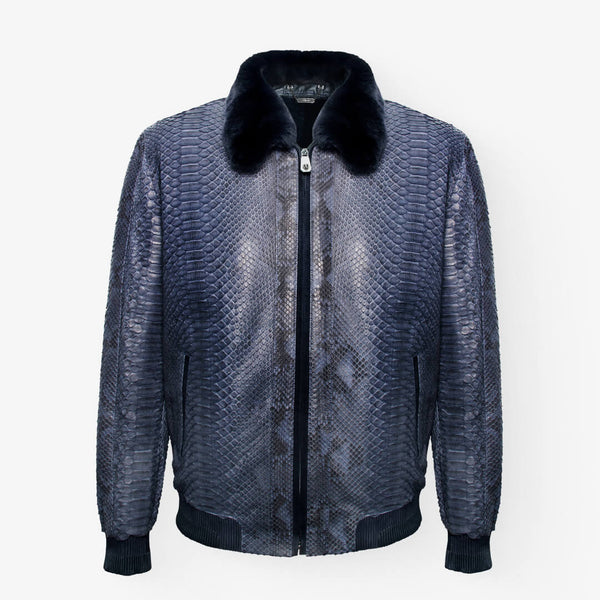 Men's 100% Authentic Python Leather Flight Jacket by Reggenza