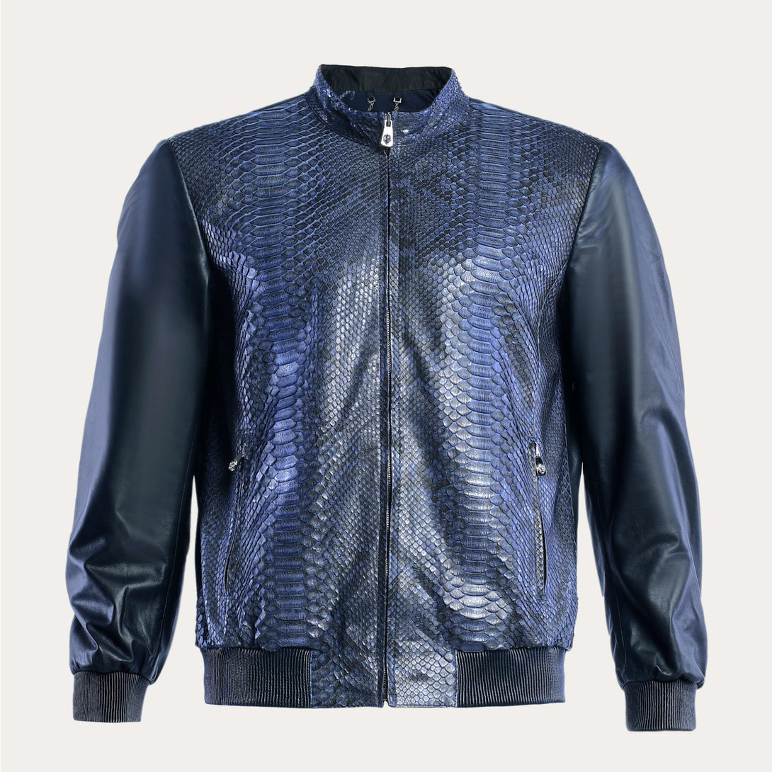 Men's 100% Authentic Python Leather & Napa Leather Blouson Jacket by Reggenza