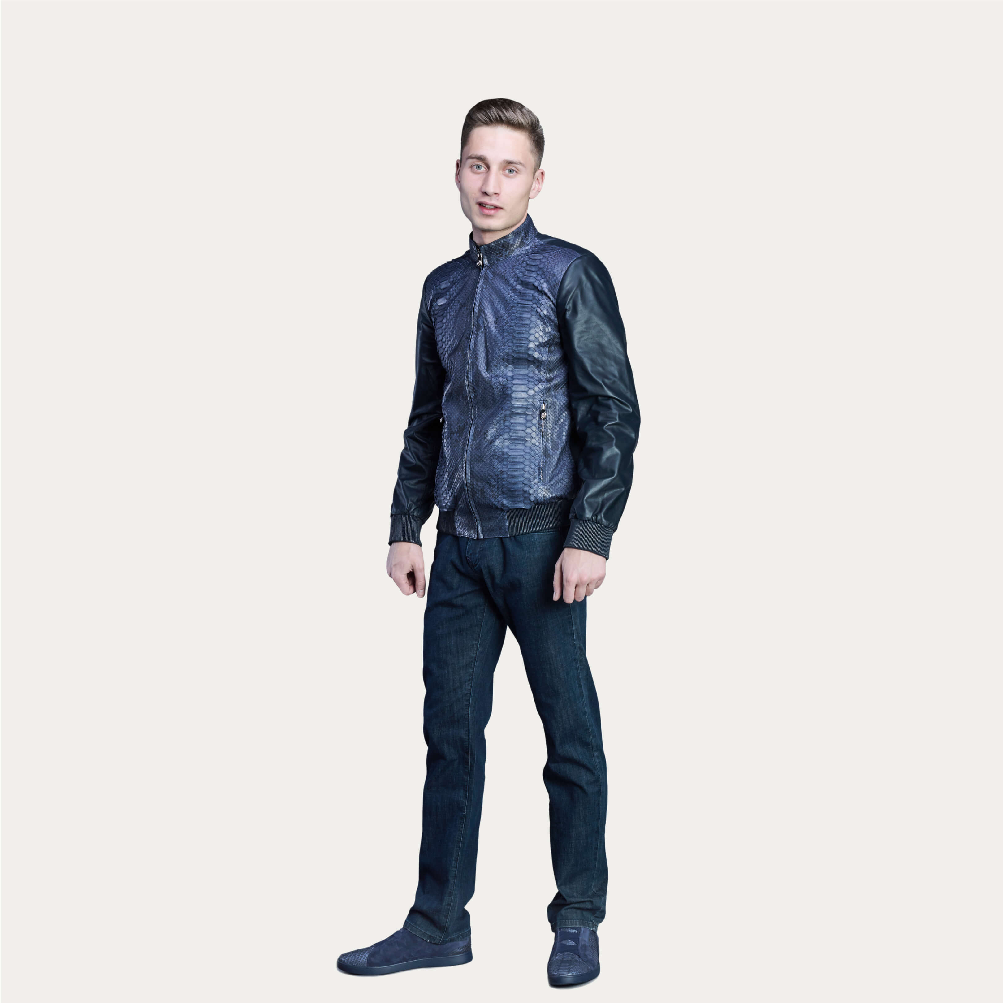 Python Leather & Napa Leather Blouson Jacket