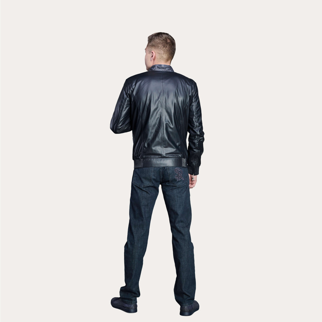 Men's 100% Authentic Python Leather & Napa Leather Blouson Jacket by Reggenza