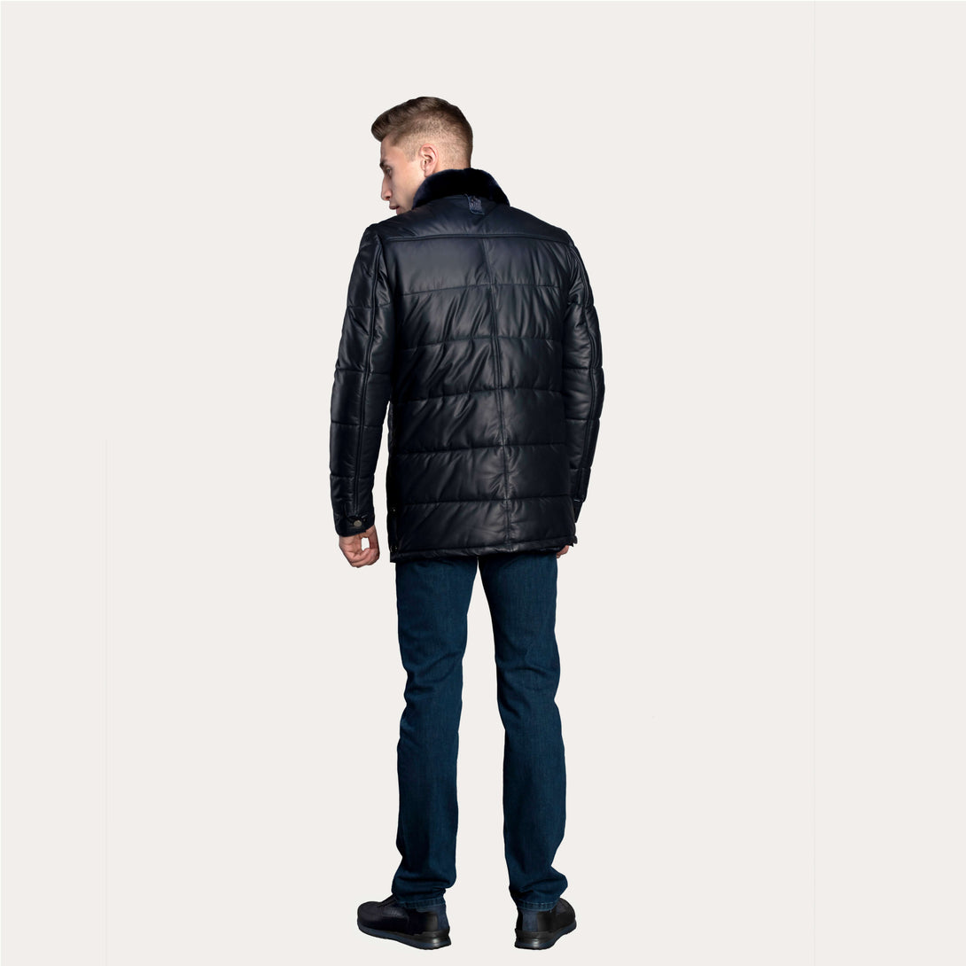 Men's 100% Authentic Crocodile Leather & Napa Leather Puffer Coat by Reggenza
