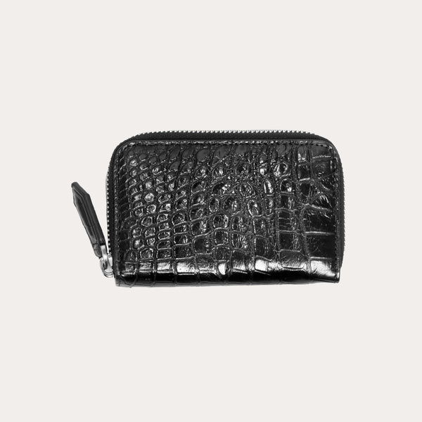 Men's 100% Authentic Crocodile Shiny Leather Zipper Wallet by Reggenza
