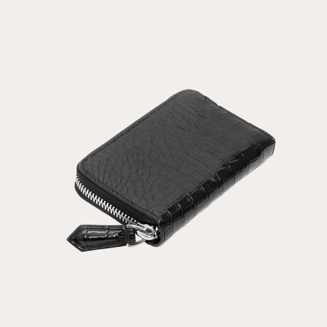 Men's 100% Authentic Crocodile Shiny Leather Zipper Wallet by Reggenza
