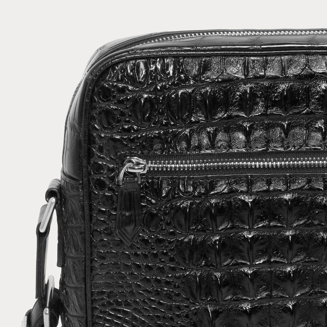 Men's 100% Authentic Crocodile Leather Scaly Crossbody Bag by Reggenza