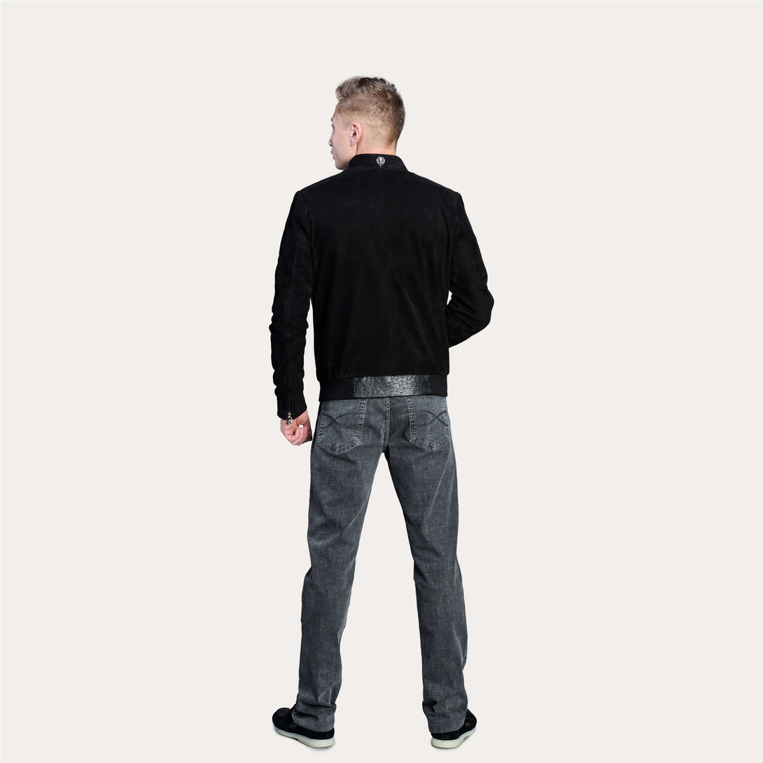 Men's 100% Authentic Suede & Ostrich Leather Blouson Jacket by Reggenza